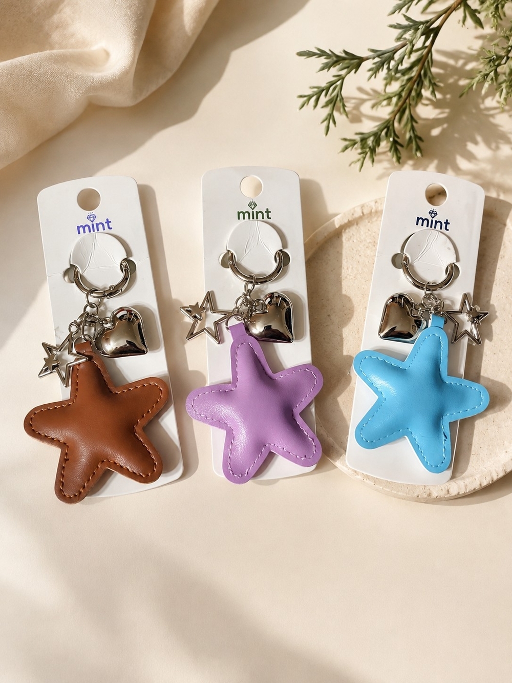 Mint Puffy Star Keychain & Bag Charm – Multiple Colors